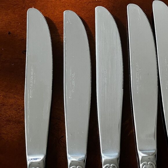 9 Vintage Reed & Barton Modern Flora Select Dinner Knives Stainless Flatware 9" - Picture 3 of 10